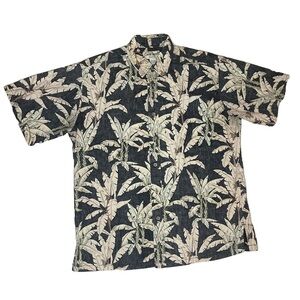 Cooke Street Honolulu Banana Tree Hawaiian Button Down 1970s Vintage Men Large